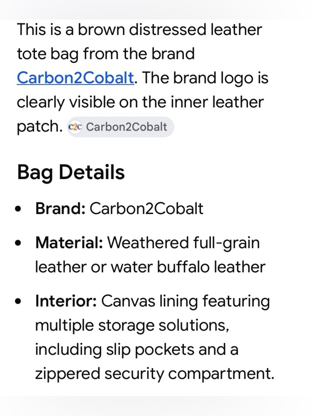 CARBON 2 COBALT distressed leather tote-bag Classic Brown Leather Satchel Bag - Picture 13 of 16